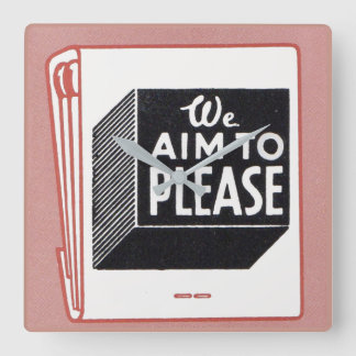 matchbook cover We Aim to Please Square Wall Clock