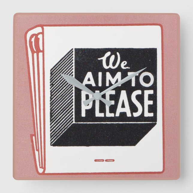 matchbook cover We Aim to Please Square Wall Clock (Front)