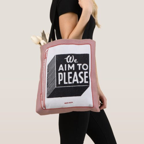 matchbook cover We Aim to Please Tote Bag