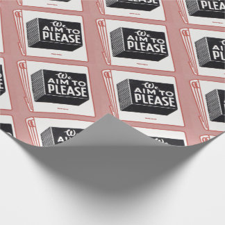 matchbook cover We Aim to Please Wrapping Paper