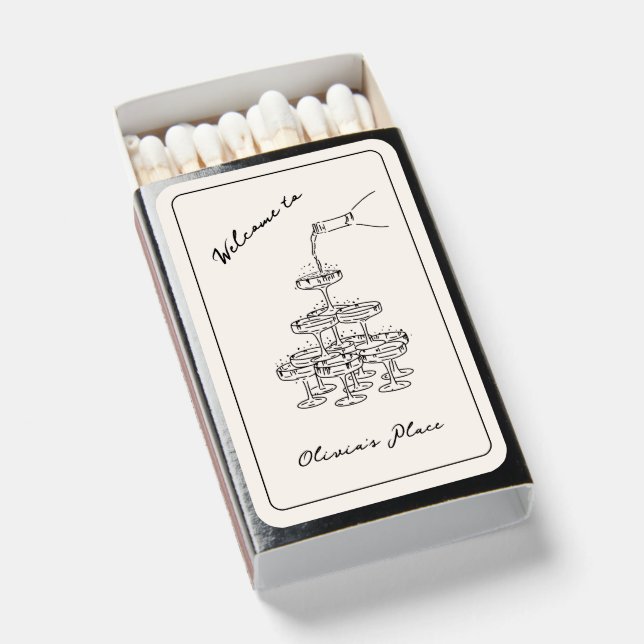 Matchbox Gift Personalized Vintage Champagne Retro Matchboxes (Front Open)