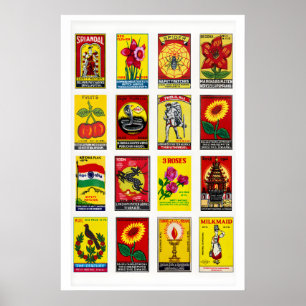 Matchbox Label Art Print Tamil Vintage Collage