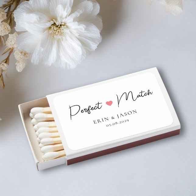 Matchbox Matchboxes (Perfect Match! Elegant Simpel Handwriting Heart Matchboxes)