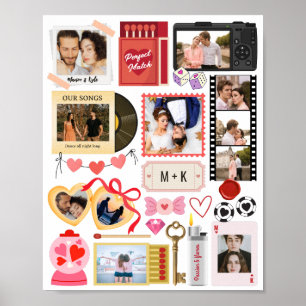 Matchbox Photo Collage Perfect Match Couple Retro Poster
