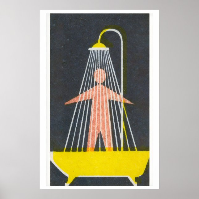 Matchbox Wall Art Vintage Shower Scene - Mid (Front)