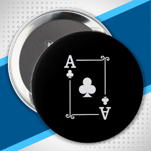 Matching Ace Clubs Suit Playing Cards Modern Button