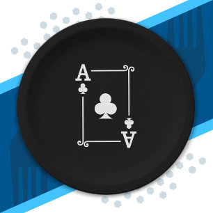 Matching Ace Clubs Suit Playing Cards Modern Paper Plates