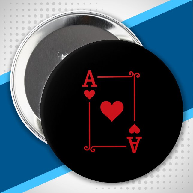 Matching Ace Hearts Suit Playing Cards Modern Button (Creator Uploaded)