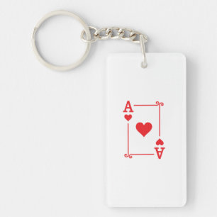 Matching Ace Hearts Suit Playing Cards Modern Keychain