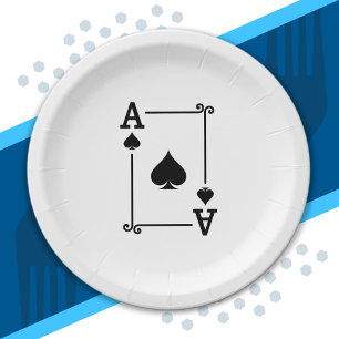 Matching Ace Spades Suit Playing Cards Modern Paper Plates