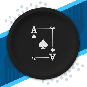Matching Ace Spades Suit Playing Cards Modern Paper Plates