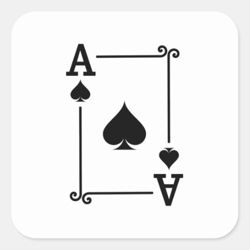 Matching Ace Spades Suit Playing Cards Modern Square Sticker