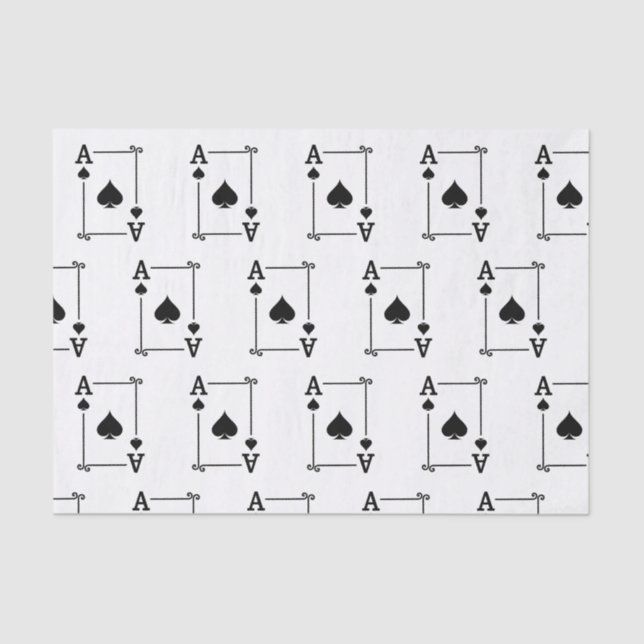Matching Ace Spades Suit Playing Cards Modern Tissue Paper (Front)