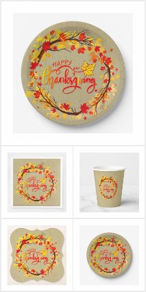 Matching Autumn Leaf Thanksgiving Set
