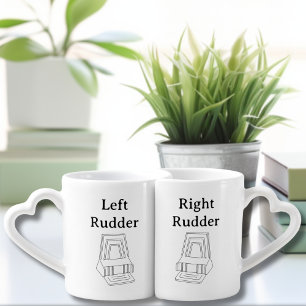 Matching Aviation Left Rudder Right Rudder Modern Coffee Mug Set