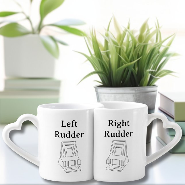 Matching Aviation Left Rudder Right Rudder Modern Coffee Mug Set (Creator Uploaded)