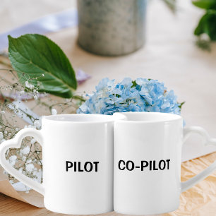 Matching Aviation Pilot Co-pilot Simple Modern Coffee Mug Set
