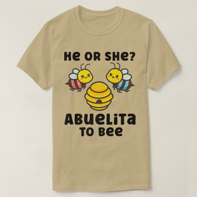 Matching Baby Gender Reveal Party He Or She Abueli T-Shirt (Design Front)