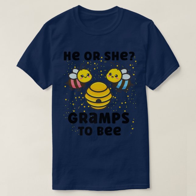 Matching Baby Gender Reveal Party He Or She Gramps T-Shirt (Design Front)