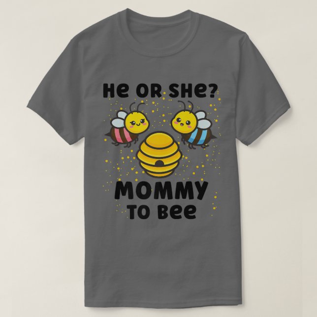 Matching Baby Gender Reveal Party He Or She Mommy  T-Shirt (Design Front)