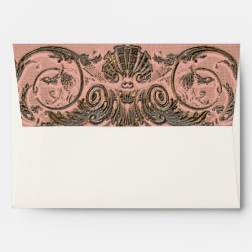 Matching Baroque Gold Lace Vintage Blush Pink Envelope