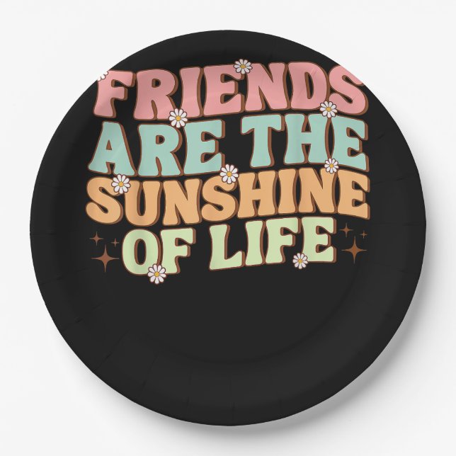 Matching Besties Flowers Friends Are the Sunshine  Paper Plates (Front)