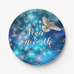Matching Blue Dove Peace Christmas 7" Paper Plates