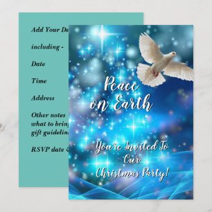 Matching Blue Dove Peace Christmas Party Invitation