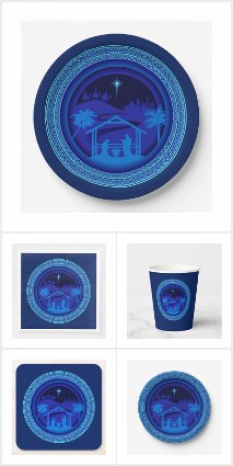 Matching Blue Nativity Table Settings 