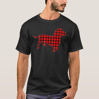 Matching Buffalo Plaid Dachshund Dog Christmas Paj T-Shirt