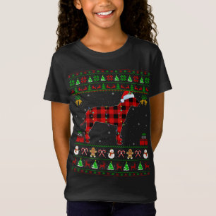 Matching Buffalo Plaid Ugly Bull Terrier Christmas T-Shirt
