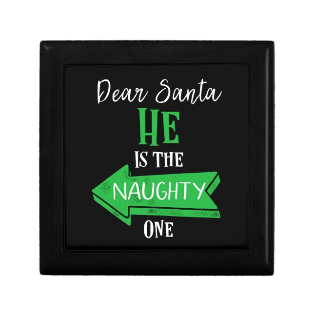 Matching Christmas Couples Sweater He Is The Naugh Gift Box (Front)