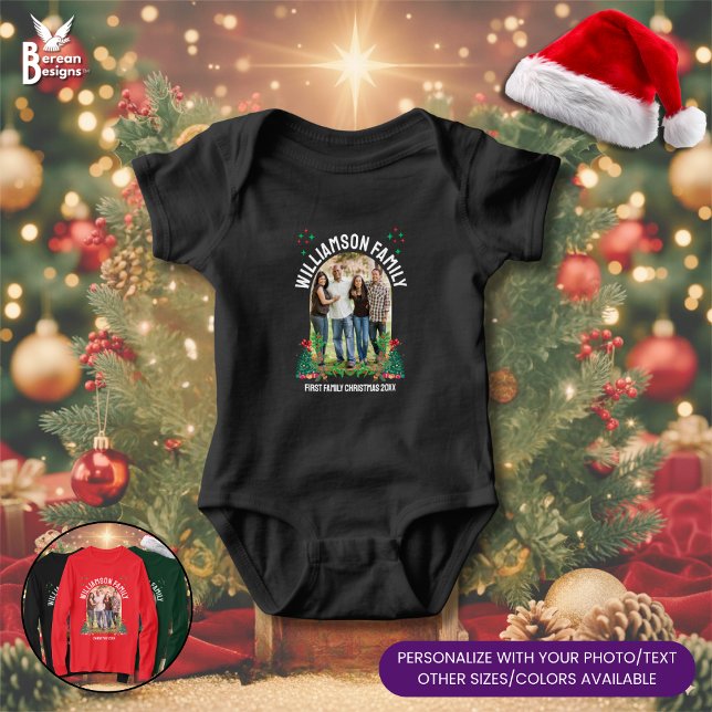 Matching CHRISTMAS FAMILY Photo Group Baby Bodysuit (Buy a matching Christmas family reunion bodysuit for the newest member. Personalize with photo/name)