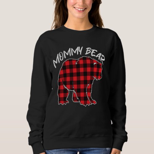 Matching Christmas Pajama  Red Plaid Mommy Bear Sweatshirt