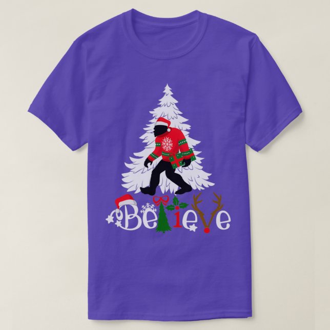 Matching Christmas Pajamas Family Bigfoot Believe  T-Shirt (Design Front)