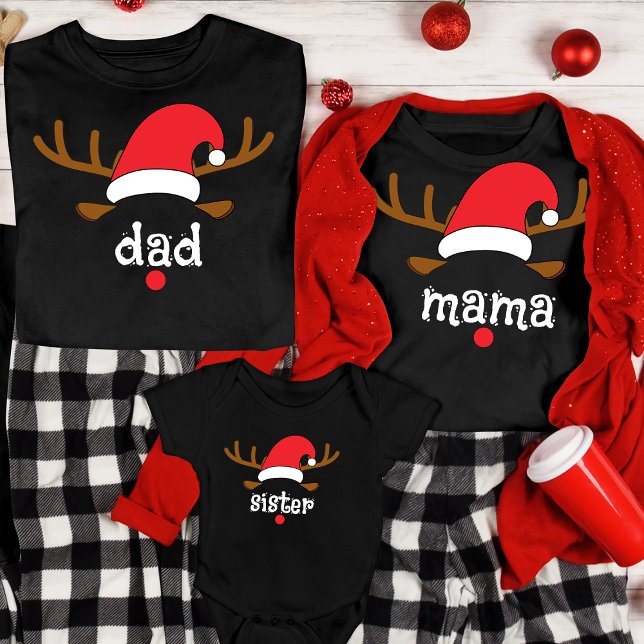 Matching Christmas Personalized Reindeer Custom T-Shirt (Creator Uploaded)