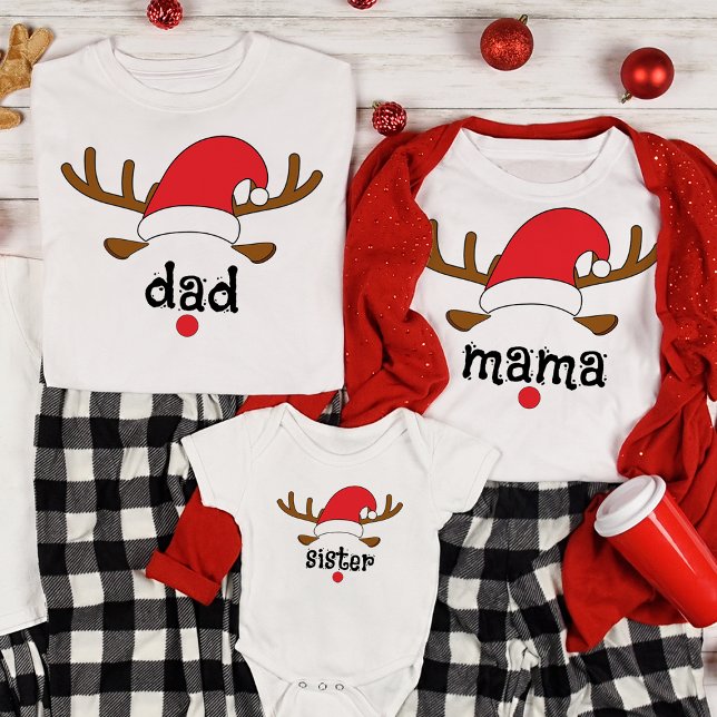 Matching Christmas Personalized Reindeer Custom T-Shirt (Creator Uploaded)