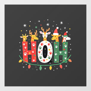 Matching Christmas Santa Hat Ho Ho Ho Giraffe Anim Floor Decals