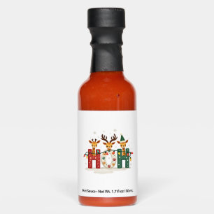 Matching Christmas Santa Hat Ho Ho Ho Giraffe Anim Hot Sauces