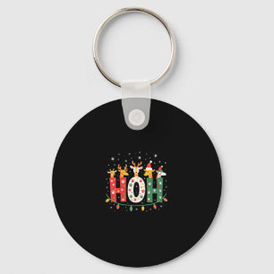 Matching Christmas Santa Hat Ho Ho Ho Giraffe Anim Keychain