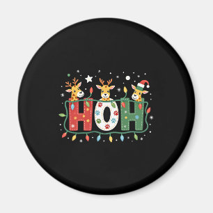 Matching Christmas Santa Hat Ho Ho Ho Giraffe Anim Magnet