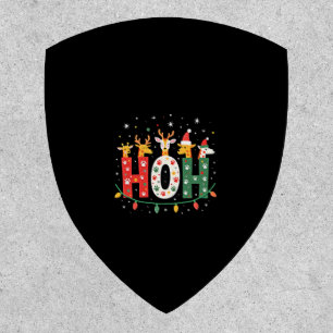 Matching Christmas Santa Hat Ho Ho Ho Giraffe Anim Patch