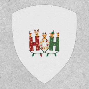 Matching Christmas Santa Hat Ho Ho Ho Giraffe Anim Patch
