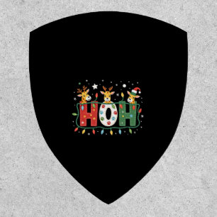 Matching Christmas Santa Hat Ho Ho Ho Giraffe Anim Patch