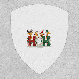 Matching Christmas Santa Hat Ho Ho Ho Giraffe Anim Patch