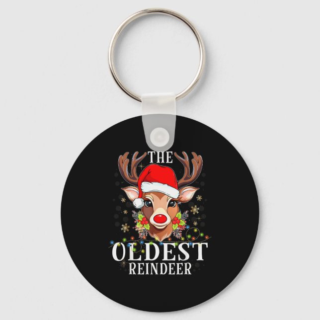 Matching Christmas The Oldest Reindeer Family  Keychain (Front)