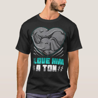 Matching Couple I Love Him A Ton Elephant Pun T-Shirt