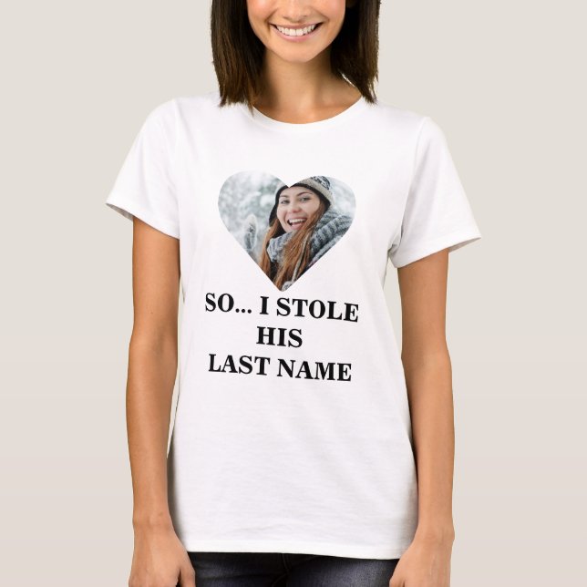 Matching Couple I stole her heart photo heart T-Sh T-Shirt (Front)