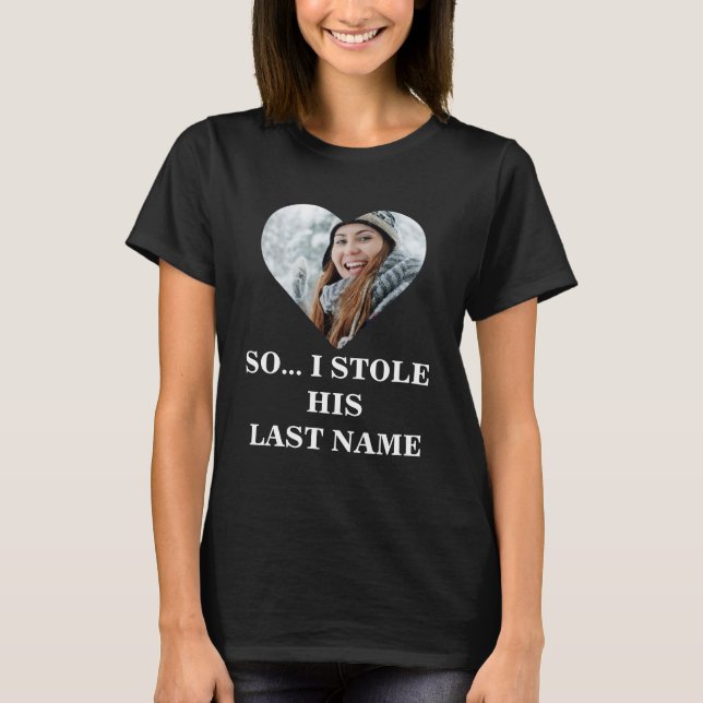 Matching Couple I stole her heart photo heart T-Sh T-Shirt (Front)