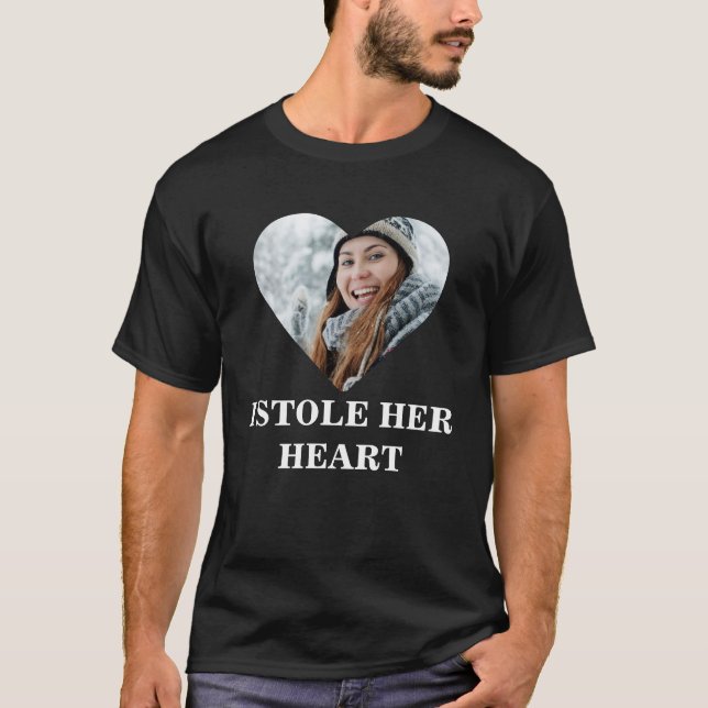 Matching Couple I stole her heart photo heart T-Sh T-Shirt (Front)